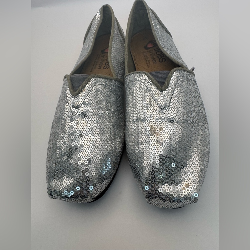 Skechers Womens SZ 8 Luxe BOBS Big Dreamer SN32897 Pewter/Siver Bling